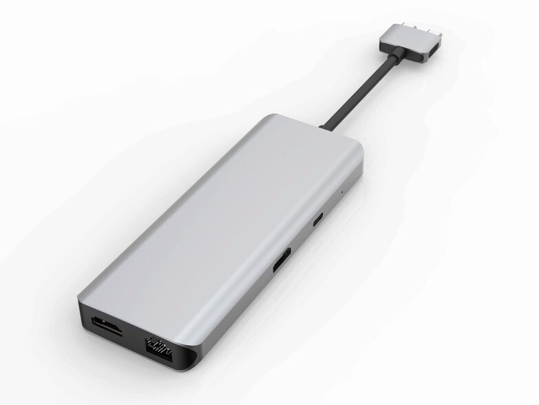 Networx Dual-USB-C-Multiport-Hub, MacBook M1/M2, 2x HDMI/USB-C/A/Ethernet, grau