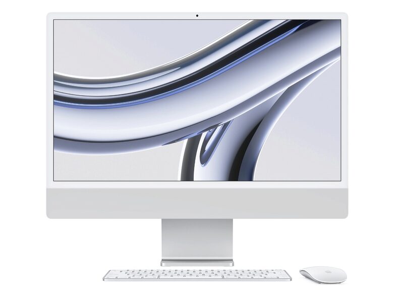 Apple iMac 24", M3 8-Core CPU, 8-Core GPU, 8 GB RAM, 256 GB SSD, silber